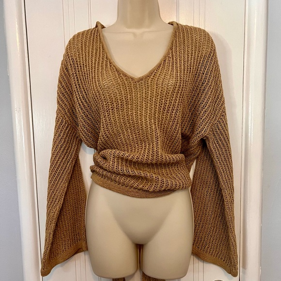 cult gaia Sweaters - cult gaia hooded sweater. Woven cotton, ties in back. Lightly worn.